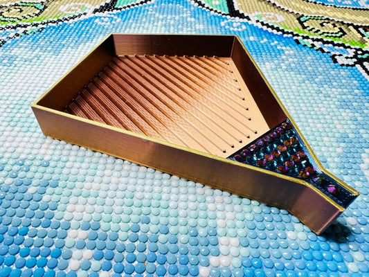 Prism Color 3d printed Diamond Art Deco Tray with gold accents