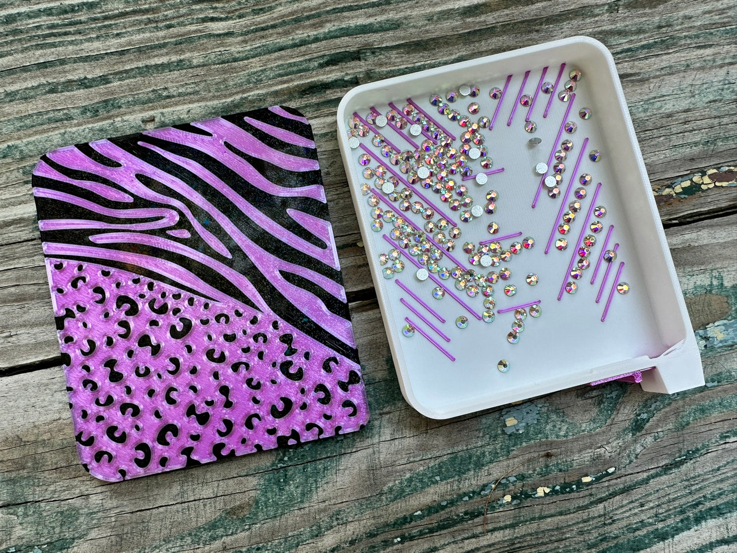 Rhinestone Shaker Tray- Zebra Leopard Hybrid