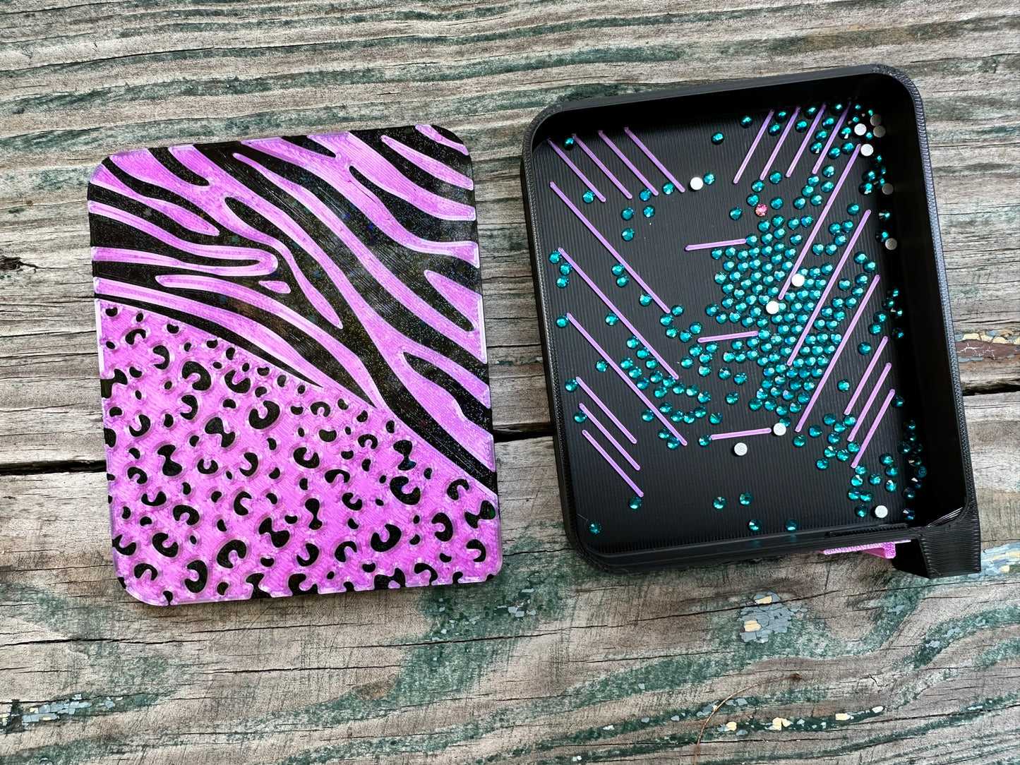 Rhinestone Shaker Tray- Zebra Leopard Hybrid