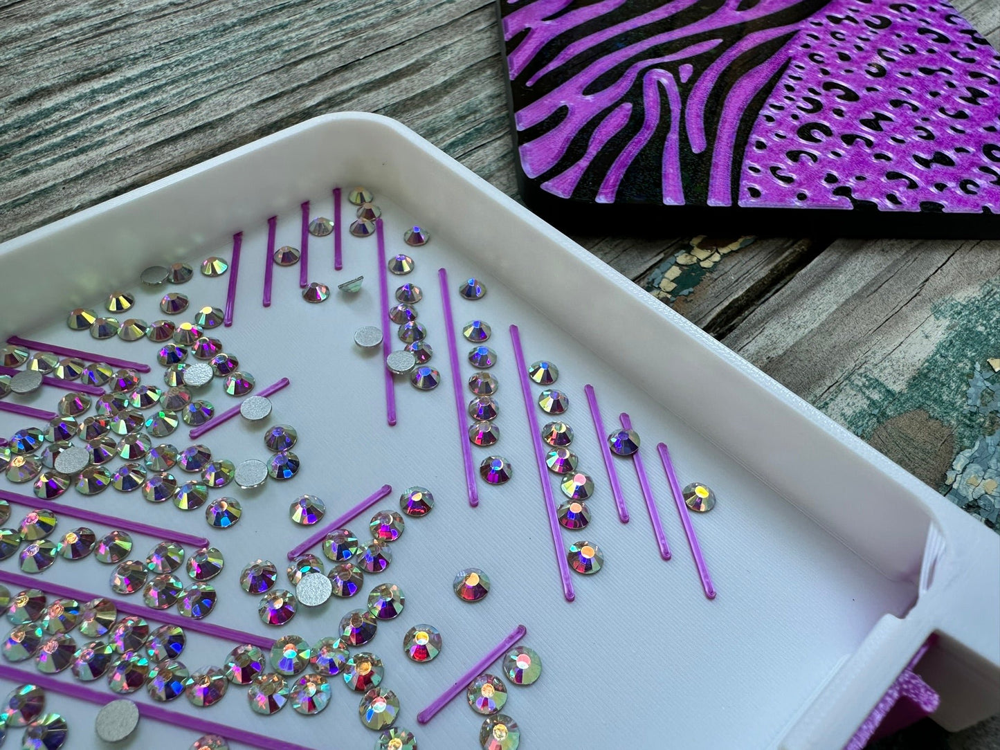 Rhinestone Shaker Tray- Zebra Leopard Hybrid