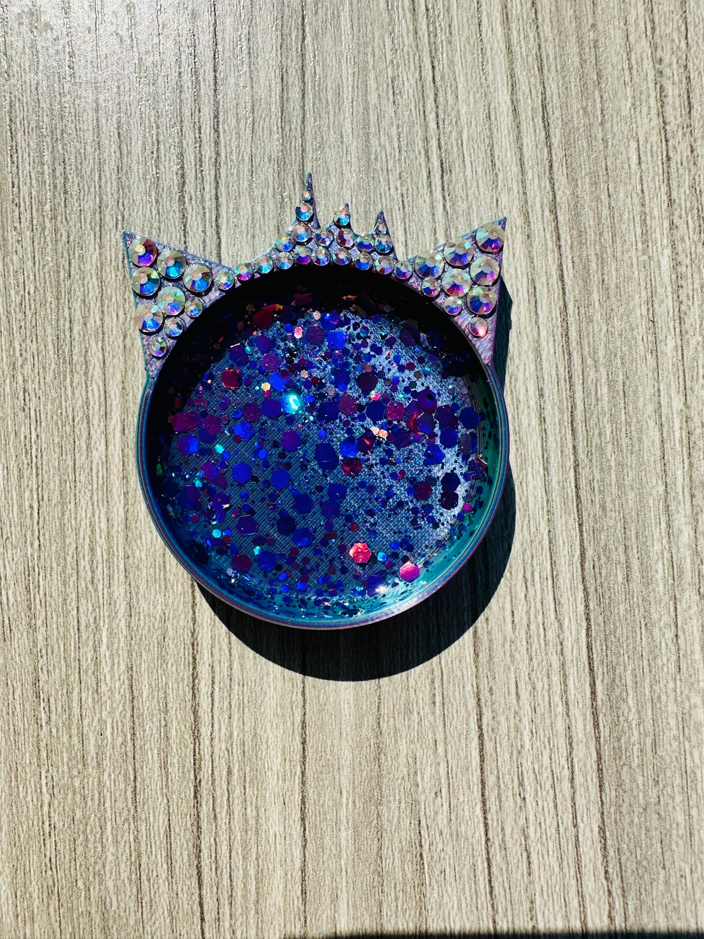 Magnetized Cat Confetti Tray/ Rhinestone Shaker Tray (Rainbow)